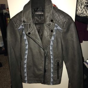 Express small gray leather jacket